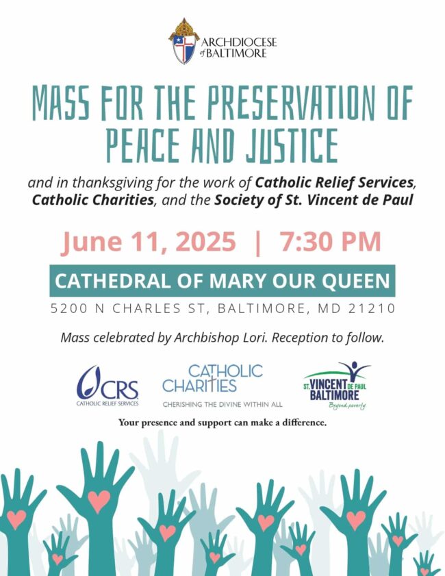 mass for the preservation of peace and justice flyer