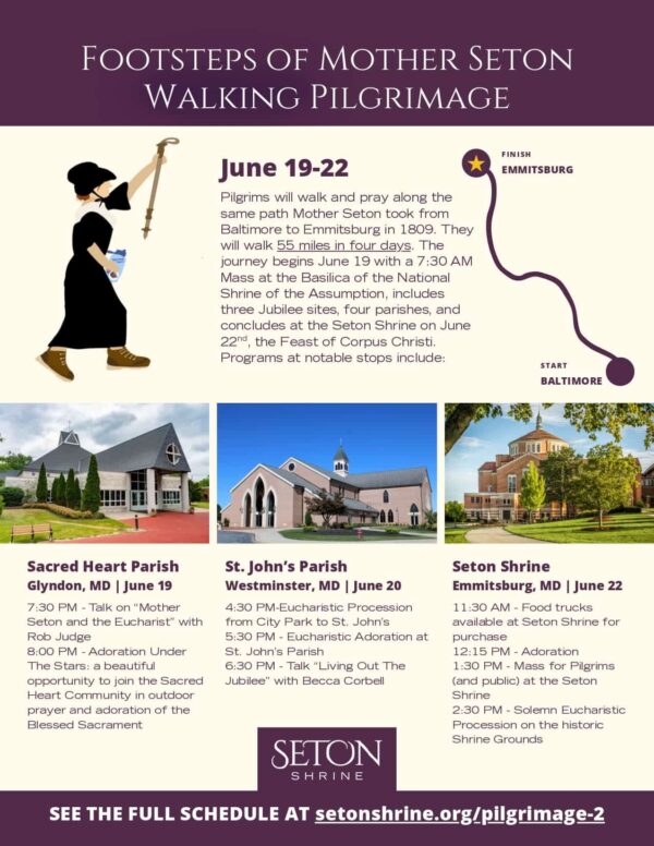 footsteps of mother seton walking pilgrimage flyer